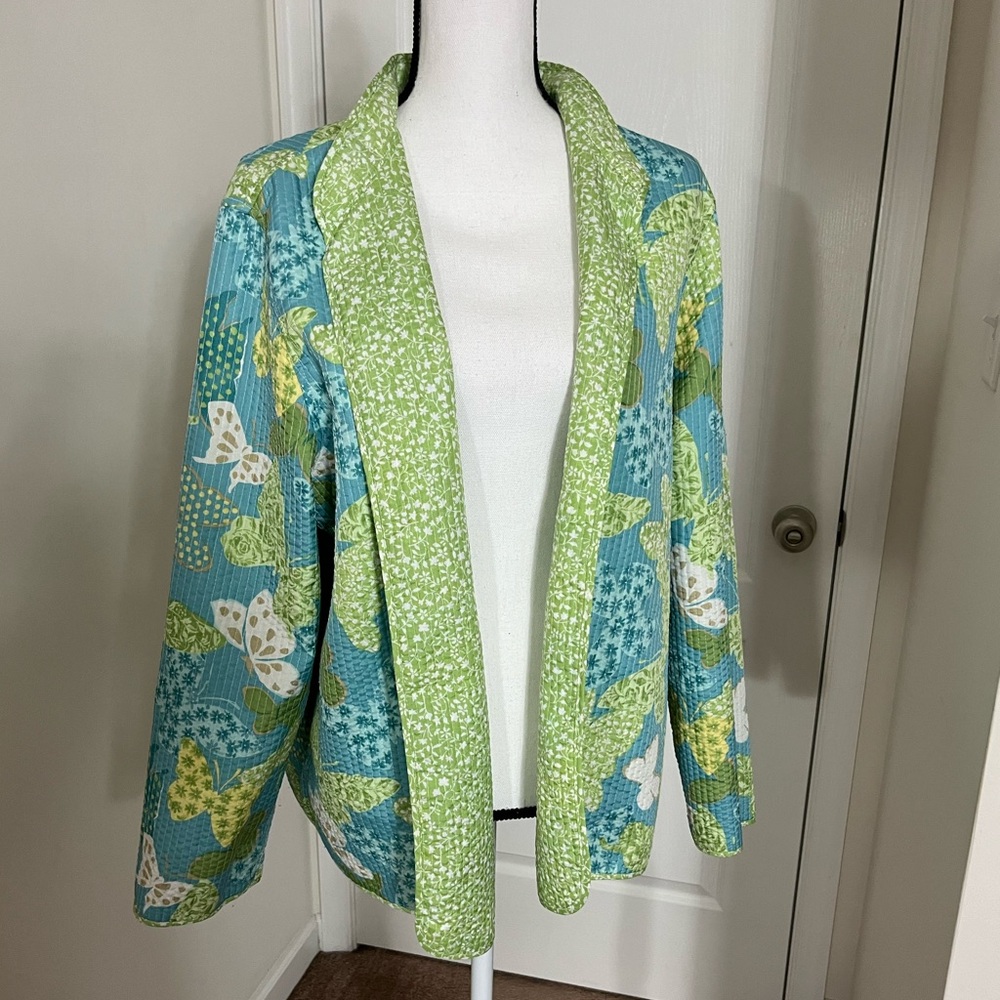 Reversible Light Weight Jacket 2x Butterflies Flo… - image 6